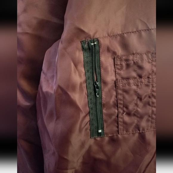 Maroon Burgundy Swiss cross XL Bomber Jacket - Picture 2 of 3